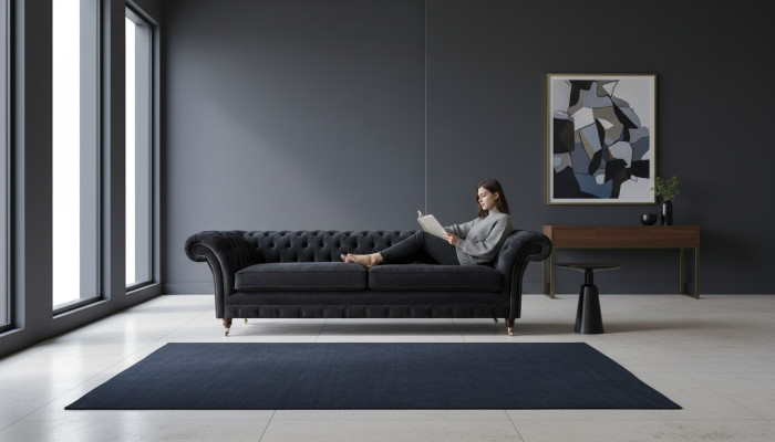 Sofá de diseño 4 plazas tapizado lujo clásico textil sofás Chesterfield.