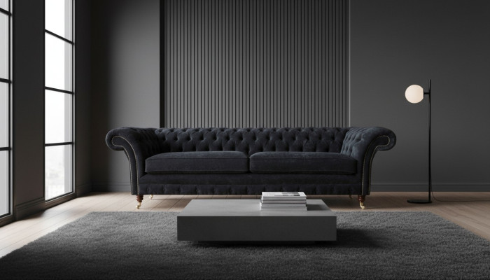 Sofá de diseño 4 plazas tapizado lujo clásico textil sofás Chesterfield.