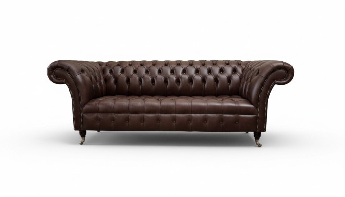 Sofá de 3 plazas Chesterfield, sofá de cuero, diseñador de sala de estar, sofá acolchado.