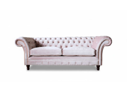 Sofá de 3 plazas estilo Chesterfield, diseño de muebles, asiento de textil tapizado nuevo.