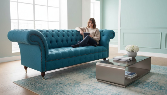 Sofá Chesterfield Couch Tapizado Diseñador 3 plazas Sofás Nuevos Tres plazas