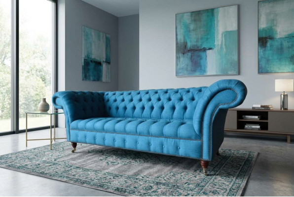 Sofá Chesterfield Couch Tapizado Diseñador 3 plazas Sofás Nuevos Tres plazas