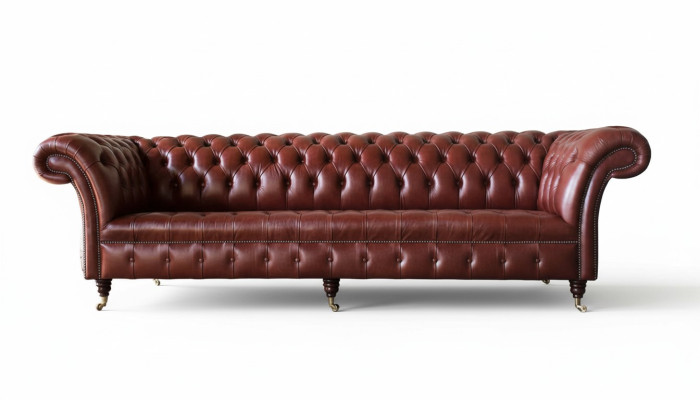 Sofá de cuero 4 plazas diseño Chesterfield sillón de cuero muebles 245cm