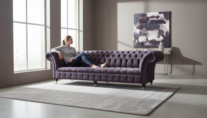 Sofá de 4 plazas, diseño de tapicería textil, muebles de salón, diseño nuevo.