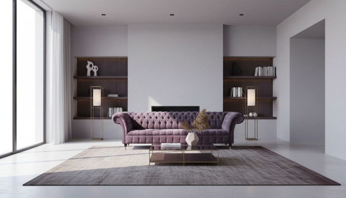Sofá de 4 plazas, diseño de tapicería textil, muebles de salón, diseño nuevo.