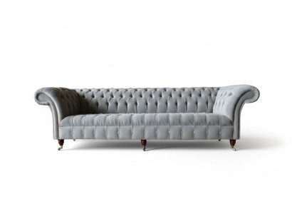 Sofá de diseño Chesterfield de 4 plazas, sofá tapizado de tela de lujo.
