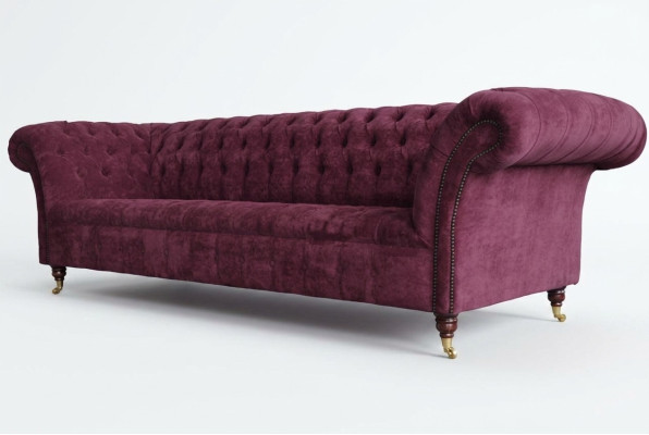 Chesterfield - Sofá de diseño tapizado en tela de tres plazas nuevo