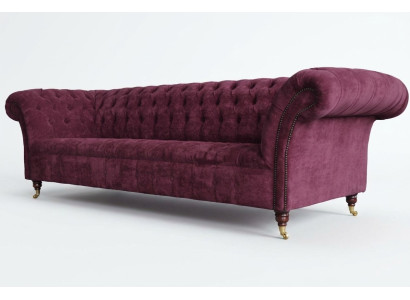 Chesterfield - Sofá de diseño tapizado en tela de tres plazas nuevo