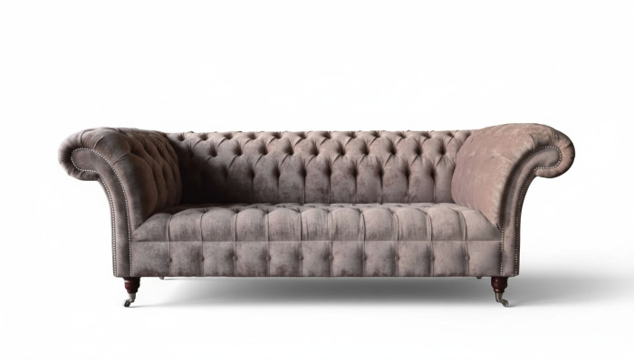 Chesterfield Sofá Couch Diseño de Tapicería 3 Plazas Sofás Tres Plazas Lila