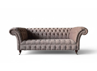 Chesterfield Sofá Couch Diseño de Tapicería 3 Plazas Sofás Tres Plazas Lila