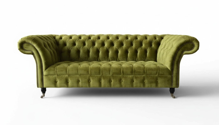 Sofá Chesterfield de diseño 3 plazas verde cojín sofá sala de estar