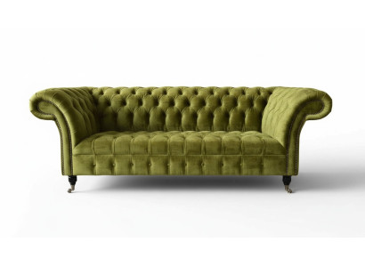 Sofá Chesterfield de diseño 3 plazas verde cojín sofá sala de estar
