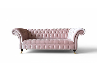 Sofá de 3 plazas Chesterfield de tela rosa para sala de estar, sofás tapizados nuevos.