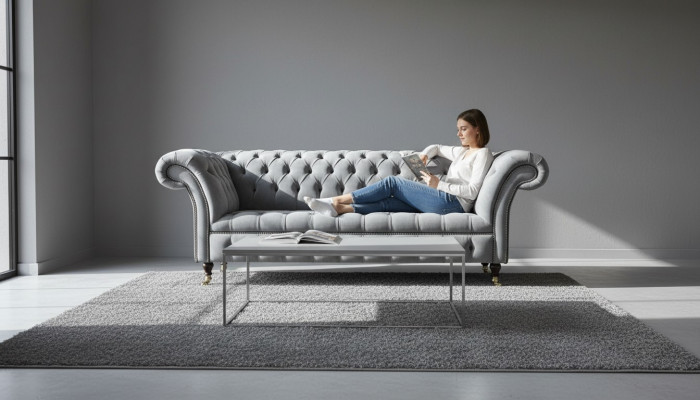 Chesterfield sofá de 3 plazas Asiento Textil Tela Sofás Sofá Acolchado