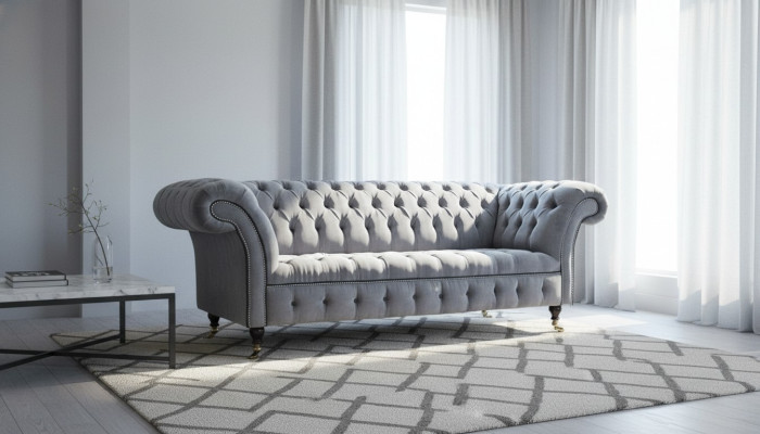 Chesterfield sofá de 3 plazas Asiento Textil Tela Sofás Sofá Acolchado