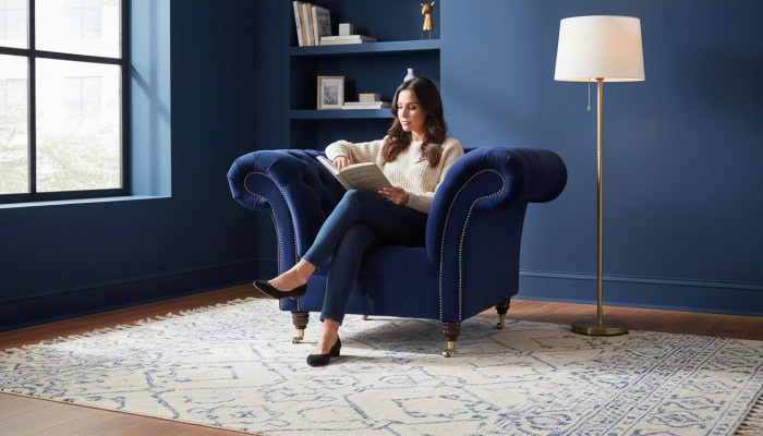 Chesterfield - Sillón de tela, sofá de 1 plaza, diseño de tapicería de lujo y moderno.