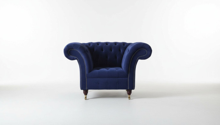 Chesterfield - Sillón de tela, sofá de 1 plaza, diseño de tapicería de lujo y moderno.