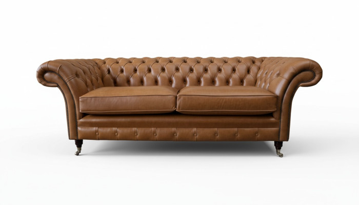 Sofá de cuero de 3 plazas, sofa Chesterfield, couch, tapizado, sala de estar, tres plazas.