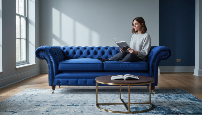 Chesterfield Sofás tapizados Diseño Sofá de lujo 3 plazas Textil Sofá