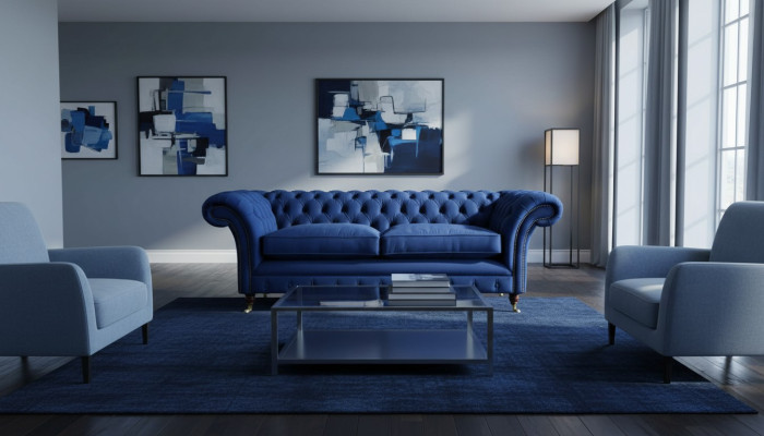 Chesterfield Sofás tapizados Diseño Sofá de lujo 3 plazas Textil Sofá