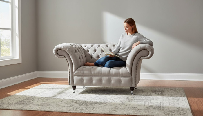 Chesterfield tela tapizada sillón 1 plaza sofás de diseño de lujo sofás de tela