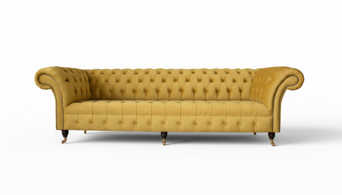 Sofá de diseño de lujo Chesterfield Textil Acolchado Sofá 4 plazas Nuevo