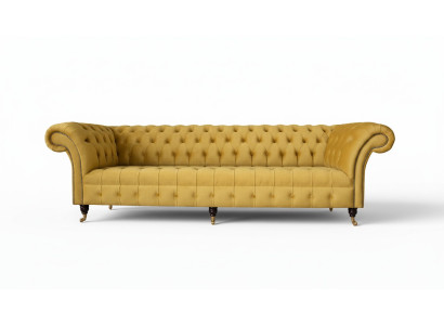 Sofá de diseño de lujo Chesterfield Textil Acolchado Sofá 4 plazas Nuevo