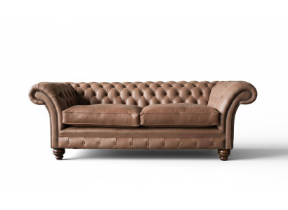 Sofá Chesterfield de diseño de lujo en cuero acolchado clásico de 3 plazas.