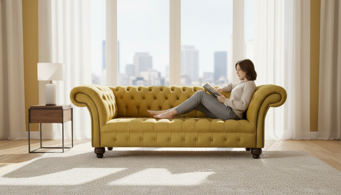 Sofá de 3 plazas Sofás Sillón Sofá Tapizado Chesterfield Sofás de tres plazas Textil