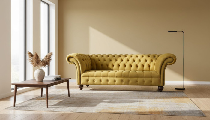 Sofá de 3 plazas Sofás Sillón Sofá Tapizado Chesterfield Sofás de tres plazas Textil