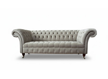 Sofá Chesterfield de 3 plazas Sofá tapizado Sofás Sofá de tela de tres plazas Gris Nuevo