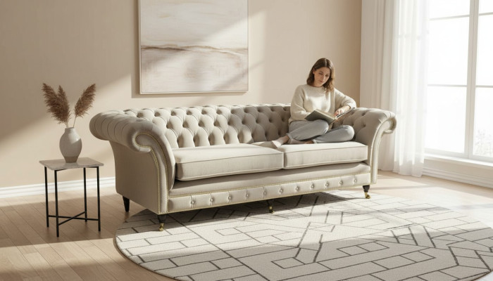 Sofá Couch Acolchado 3 Plazas Sofás Chesterfield Tres Plazas.