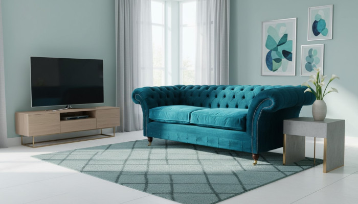Sofá de diseñador de 3 plazas Chesterfield Sofá tapizado Sofás de diseño Sofá de asiento