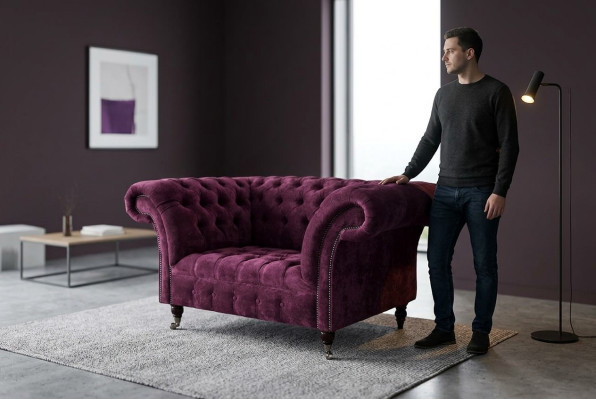 Sillón de orejas de lujo de 1 plaza tapizado de diseño de tela moderno.