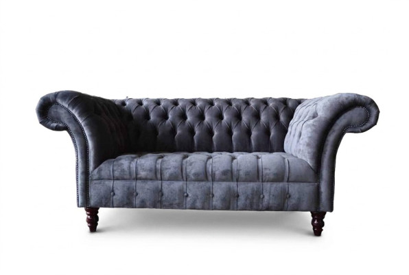 Sofá de 2 plazas Diseño de sofá Tapizado en tela Gris Chesterfield Nuevo