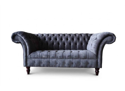 Sofá de 2 plazas Diseño de sofá Tapizado en tela Gris Chesterfield Nuevo