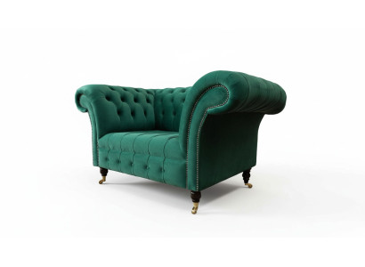 Sofá diseño Chesterfield gris sillón butaca orejero tapizado lujo textil
