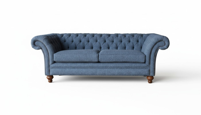 Sofá Chesterfield inglés para oficina de tres plazas de terciopelo de 230 cm.