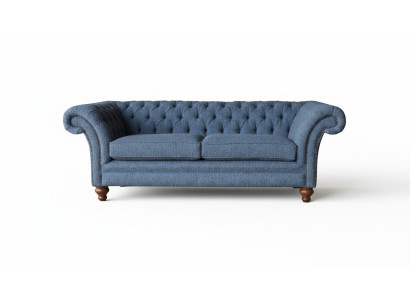 Sofá Chesterfield inglés para oficina de tres plazas de terciopelo de 230 cm.