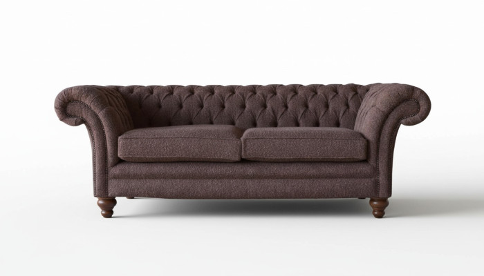 Gran sofá Chesterfield estilo clásico inglés, sofá de 3 plazas tapizado de 230 cm.