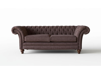 Gran sofá Chesterfield estilo clásico inglés, sofá de 3 plazas tapizado de 230 cm.