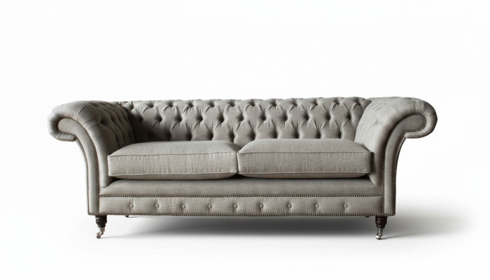Inglés Chesterfield Sofá Sofá Muebles de oficina de tres plazas de terciopelo marrón de 230 cm