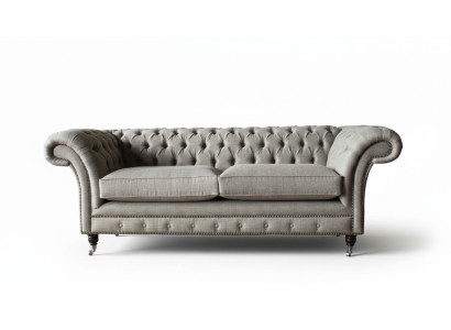 Inglés Chesterfield Sofá Sofá Muebles de oficina de tres plazas de terciopelo marrón de 230 cm