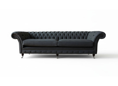 Sofá de diseño de 4 plazas, tapizado textil, sofás clásicos tipo Chesterfield.
