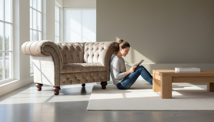Chesterfield sillón sofá de 1 plaza tela tapicería nuevo