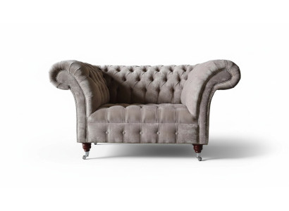 Sofá Chesterfield de 1 plaza de lujo de tela textil, nuevo.