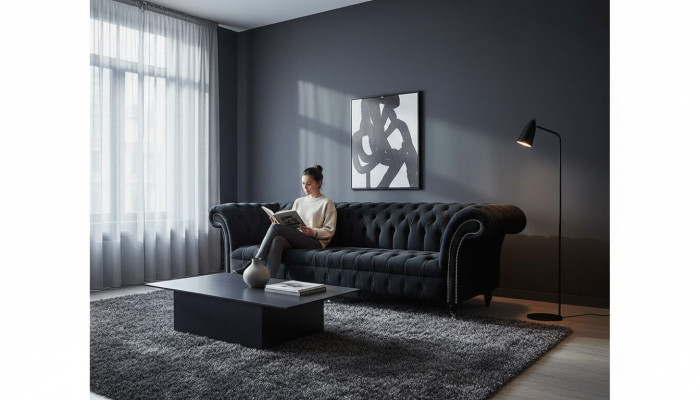 Sofá Chesterfield de 4 plazas acolchado de diseño de lujo de madera nuevo