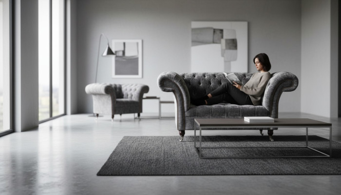 Diseño Chesterfield Tela Sofá Sillón 1.5 Plazas Salón Acolchado Nuevo