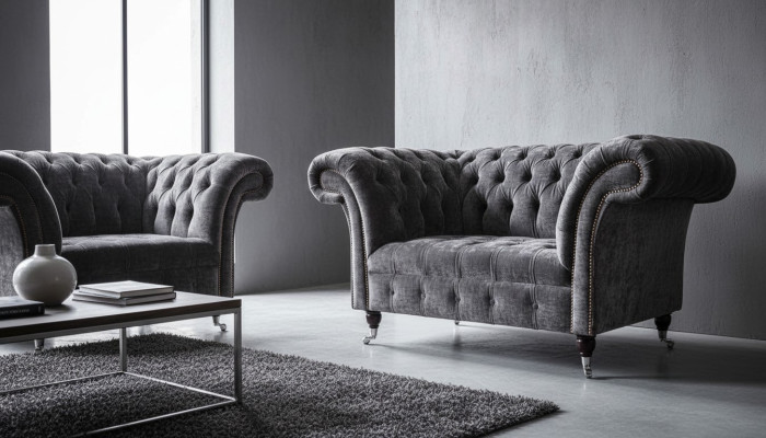 Diseño Chesterfield Tela Sofá Sillón 1.5 Plazas Salón Acolchado Nuevo
