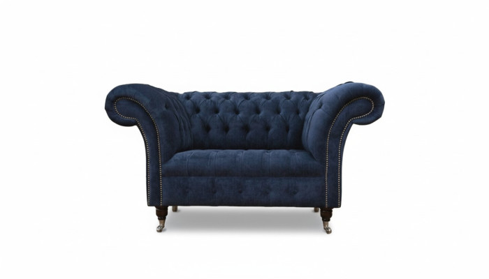 Sofá Chesterfield de 1,5 plazas, sofá de diseñador, tela de tapicería de sofá textil.